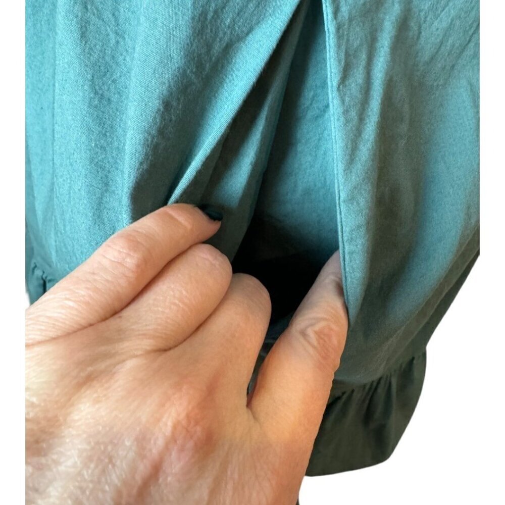 Peter Som Collective Dress Womens 12 Green Puff Sleeve Tie Fit And‎ Flare Mini - Picture 10 of 12